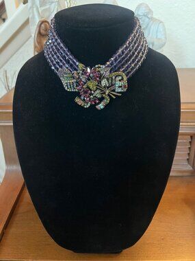 Heidi Daus Six Strand Choker Necklace with Pendant